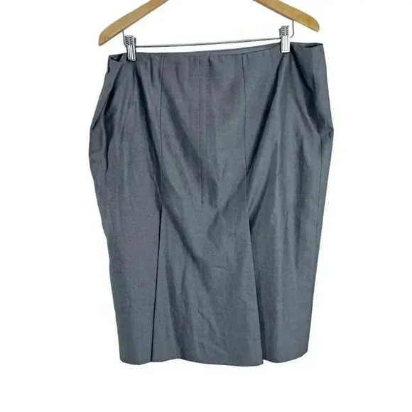 SOLD Vintage Escada Grey Wool and Silk Pencil Skirt Women's Size 16 US Office - Picture 4 of 10